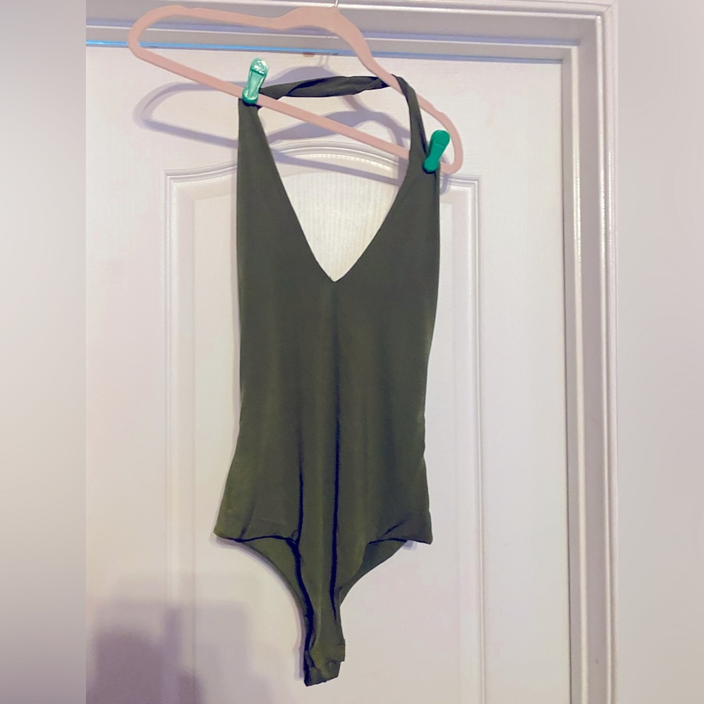 Green neck body suit